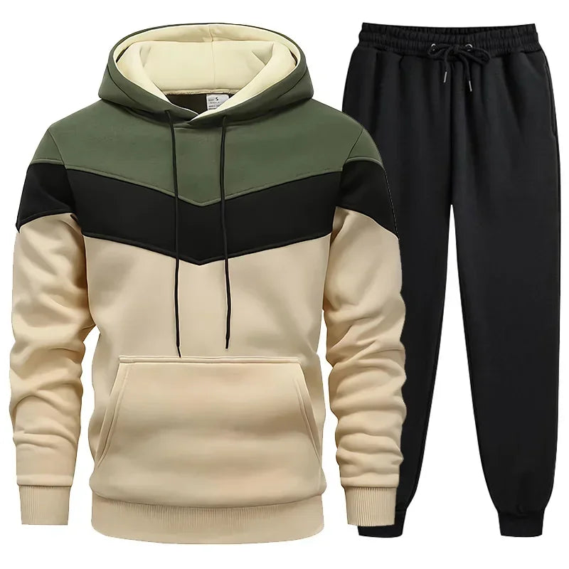 Men’s Tricolor Tracksuit – Hoodie & Sweatpants Set