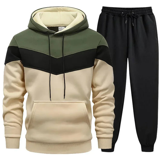 Men’s Tricolor Tracksuit – Hoodie & Sweatpants Set
