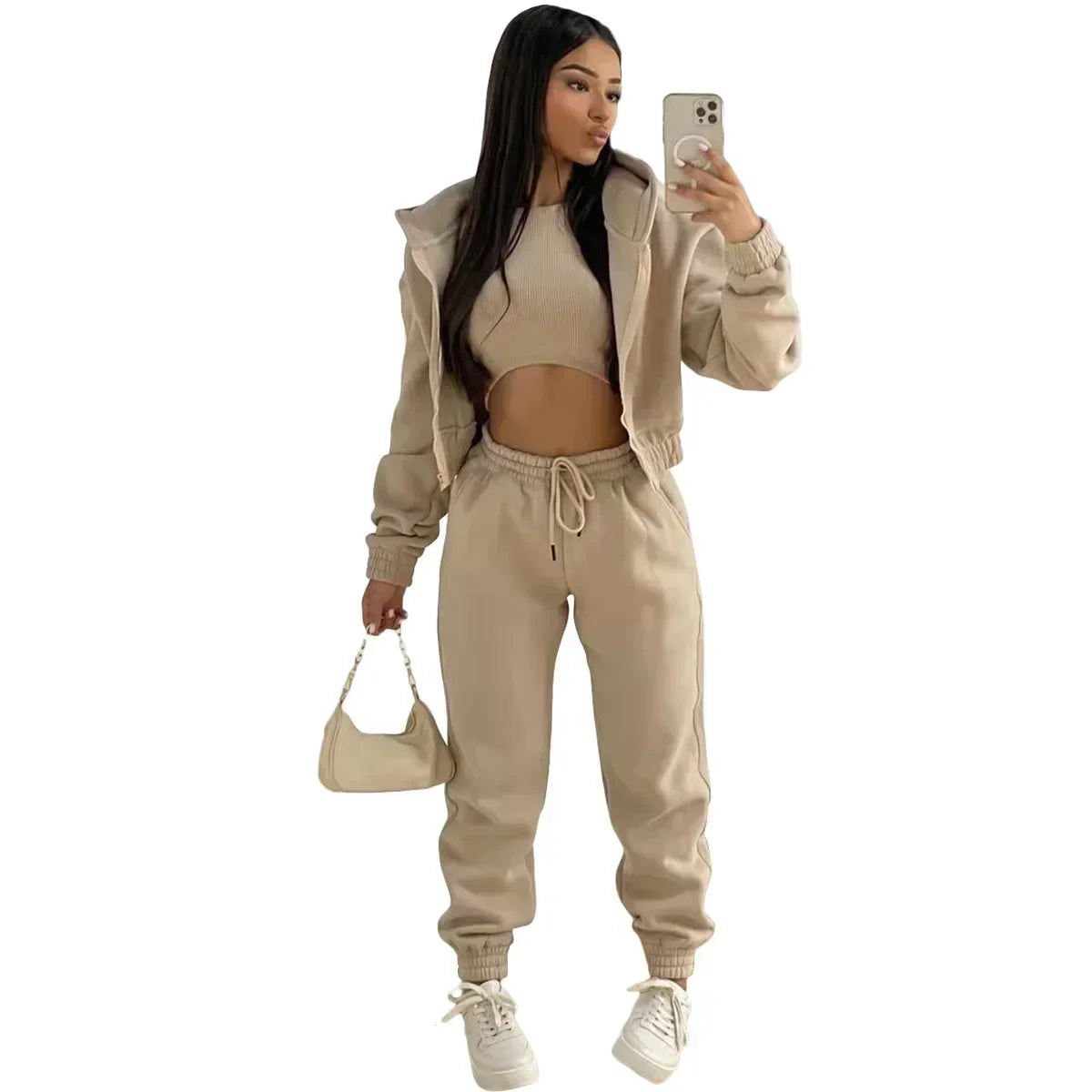 Women’s Winter Tracksuit 3-Piece Set | Hoodie, Sleeveless Top & Pants