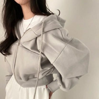 Solid Long Sleeve Loose Jacket Coat