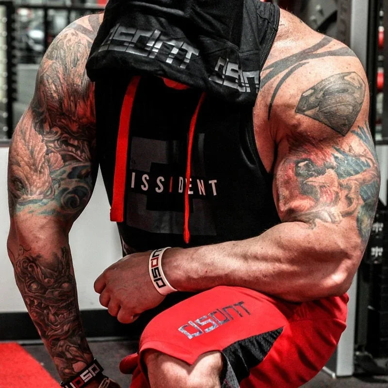Men’s Sleeveless Fitness Hoodie – Muscle Gym Tank Top
