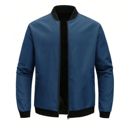 Spring/Autumn Men’s Solid Color Baseball Collar Jacket