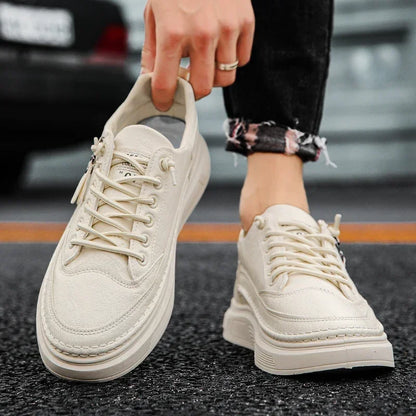 White Sneakers Summer Lace Up - Thick Bottom & Casual Flats