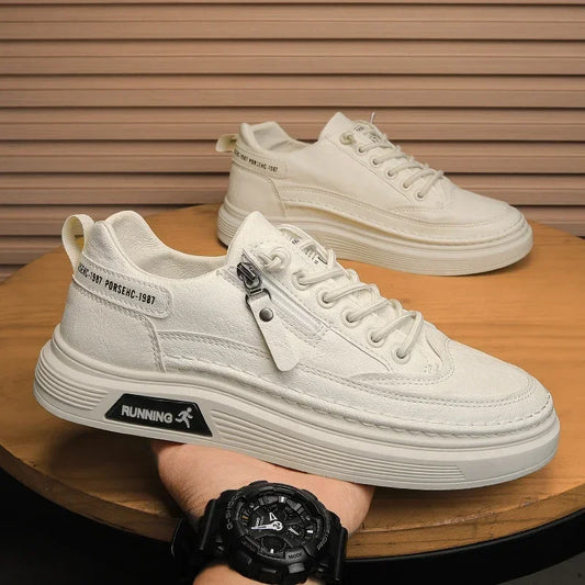 White Sneakers Summer Lace Up - Thick Bottom & Casual Flats