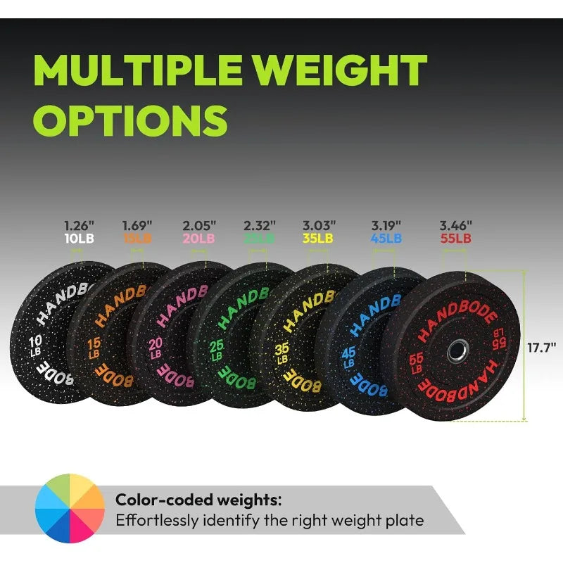 High-Bounce Bumper Plates Set (2-inch-hole) – 45-300lb for Home Gym