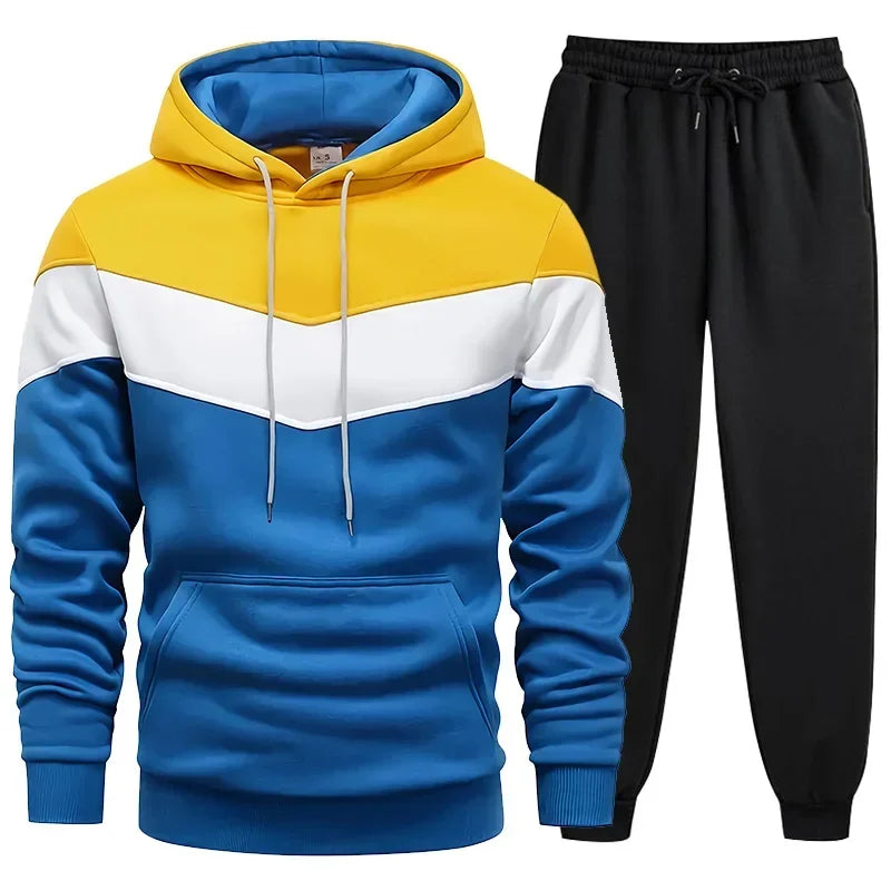 Men’s Tricolor Tracksuit – Hoodie & Sweatpants Set