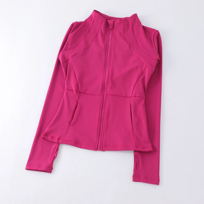 Ladies High Elastic Long Sleeve Stand-Up Collar Exercise Jacket