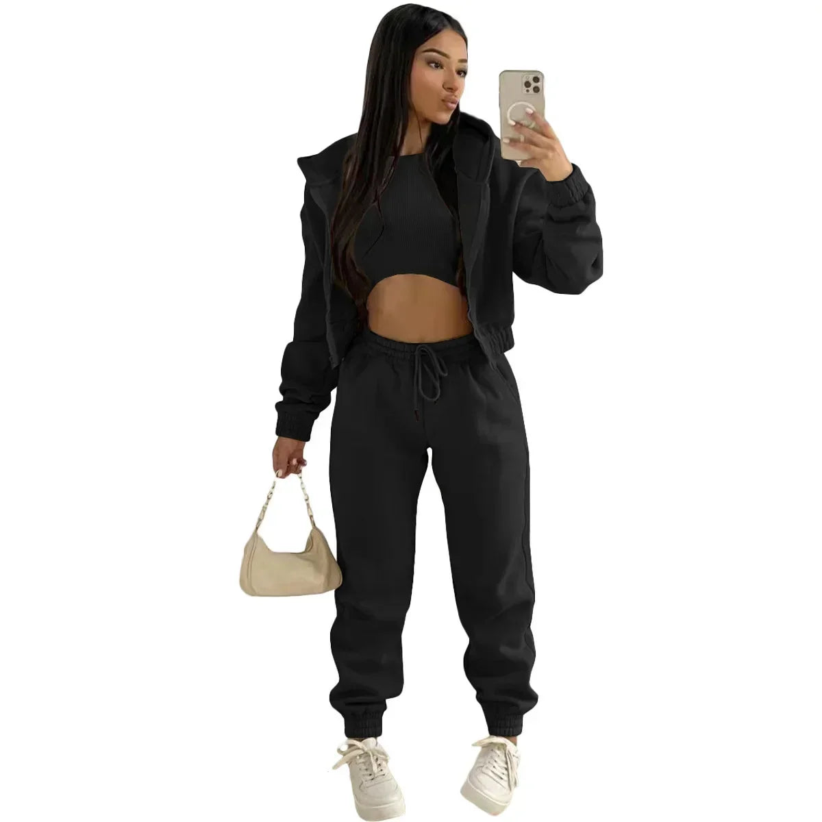 Women’s Winter Tracksuit 3-Piece Set | Hoodie, Sleeveless Top & Pants