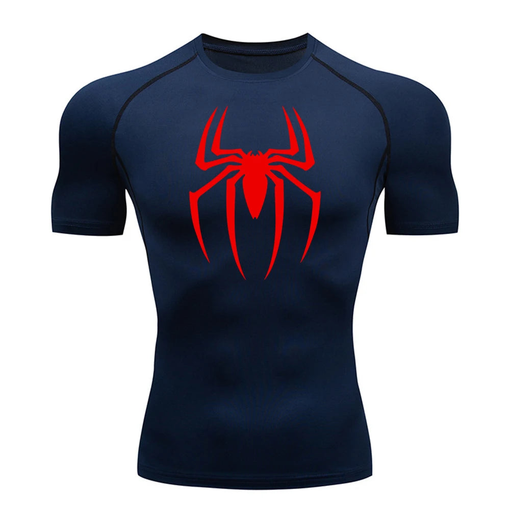 Short Sleeve - Spider Print Compression Shirt