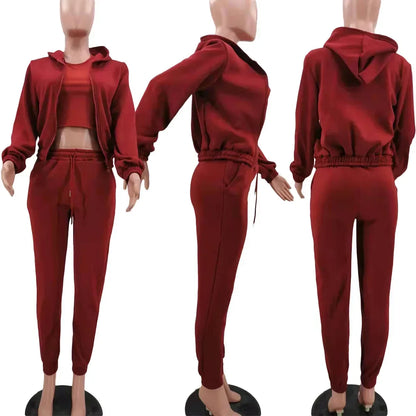 Women’s Winter Tracksuit 3-Piece Set | Hoodie, Sleeveless Top & Pants