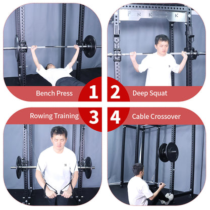 Power Rack Pulley System for Cable Crossover, Squat & Bench Press (Fits 1"/2" Barbells)