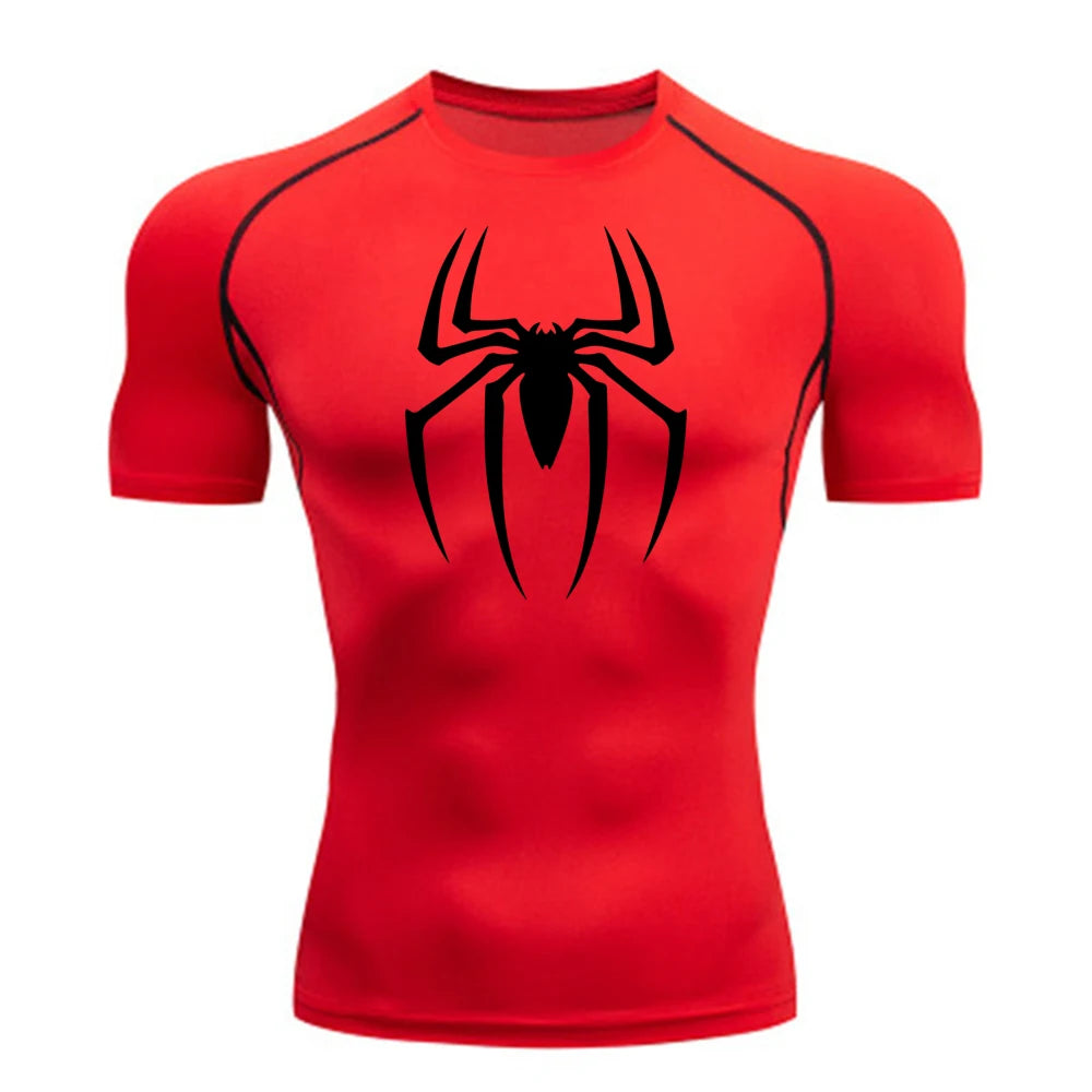 Short Sleeve - Spider Print Compression Shirt