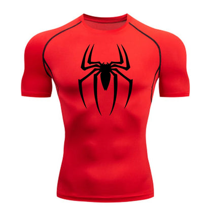 Short Sleeve - Spider Print Compression Shirt