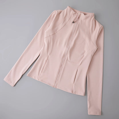 Ladies High Elastic Long Sleeve Stand-Up Collar Exercise Jacket