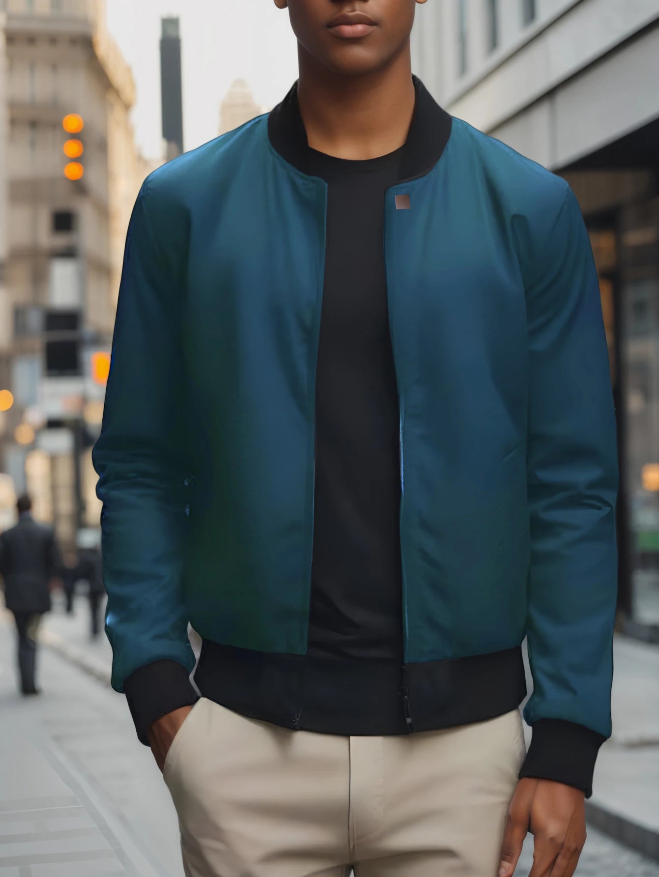 Spring/Autumn Men’s Solid Color Baseball Collar Jacket
