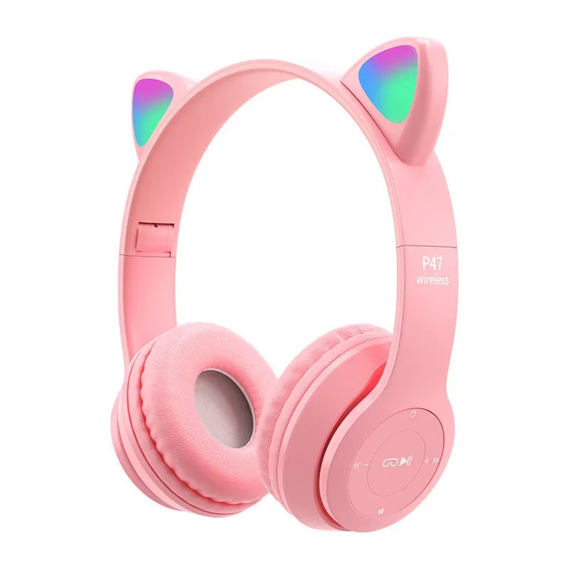 Wireless Bluetooth Headphones with LED Cat Ears