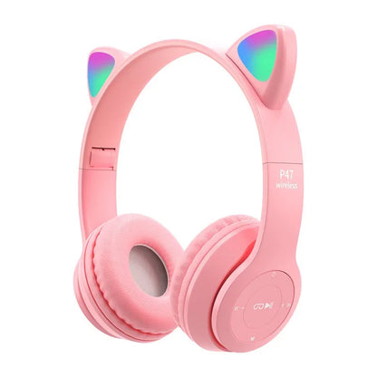 Wireless Bluetooth Headphones with LED Cat Ears