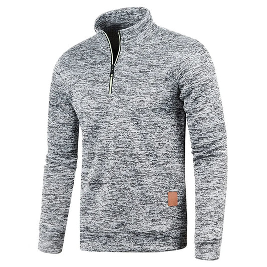 Half Zipper Solid Color Turtleneck Hoodie