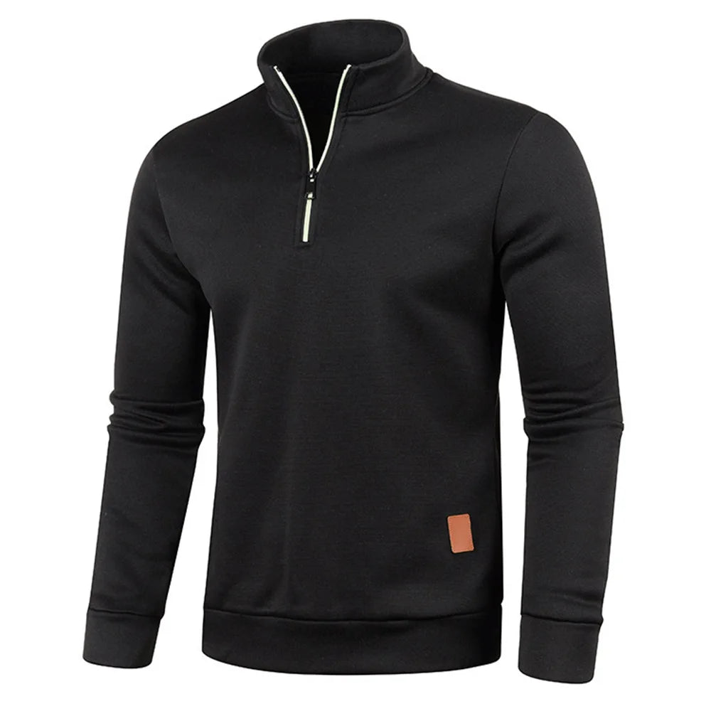 Half Zipper Solid Color Turtleneck Hoodie