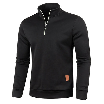 Half Zipper Solid Color Turtleneck Hoodie