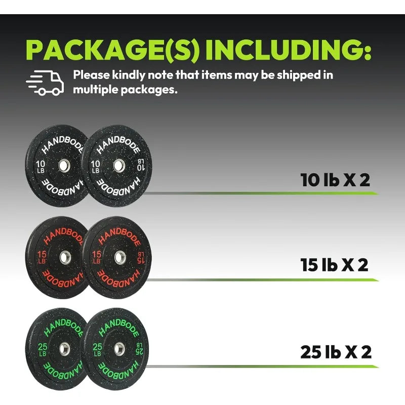 High-Bounce Bumper Plates Set (2-inch-hole) – 45-300lb for Home Gym