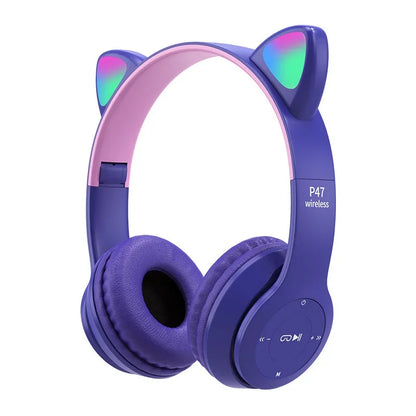 Wireless Bluetooth Headphones with LED Cat Ears
