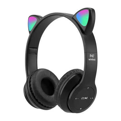Wireless Bluetooth Headphones with LED Cat Ears