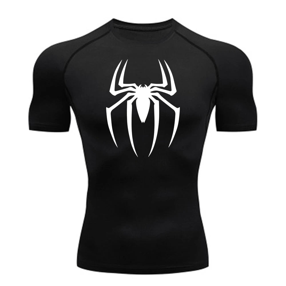 Short Sleeve - Spider Print Compression Shirt