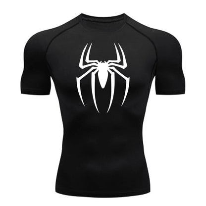 Short Sleeve - Spider Print Compression Shirt