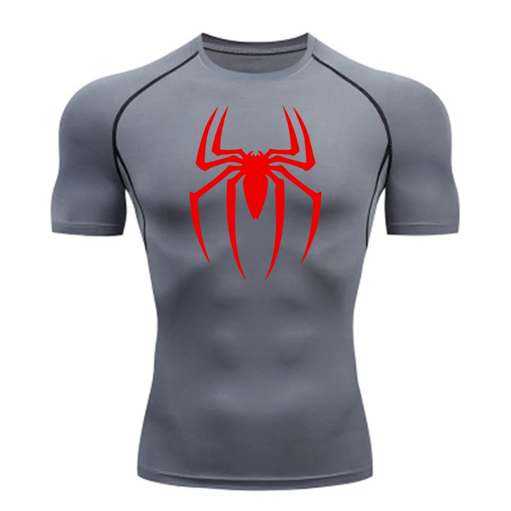 Short Sleeve - Spider Print Compression Shirt