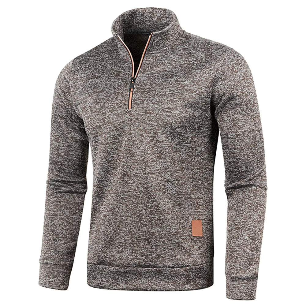Half Zipper Solid Color Turtleneck Hoodie