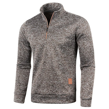 Half Zipper Solid Color Turtleneck Hoodie