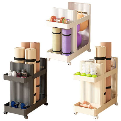 Large Capacity Sports Equipment Storage Rack with Wheels