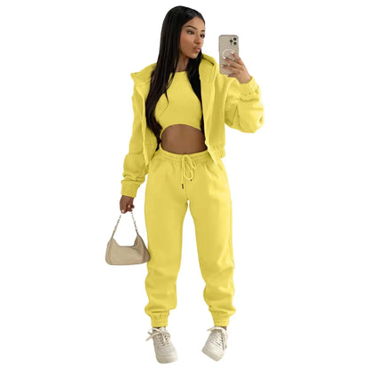Women’s Winter Tracksuit 3-Piece Set | Hoodie, Sleeveless Top & Pants