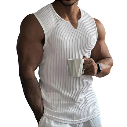 Men's V-Neck Striped Tank Top